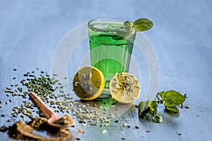 Fennel,variyali or Foeniculum vulgare juice/shrbat with sliced lemons,Citrus ÃÆÃ¢â¬â limon photo